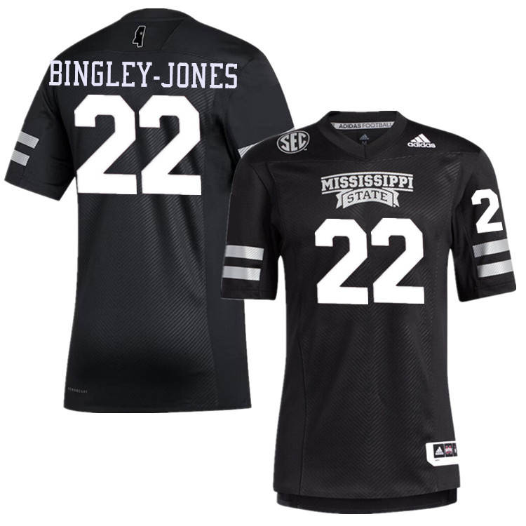 Men #22 Kedrick Bingley-Jones Mississippi State Bulldogs College Football Jerseys Stitched-Black